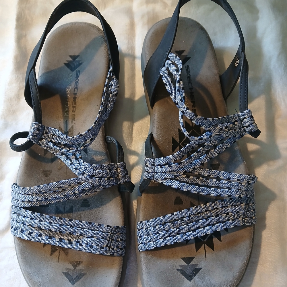 Skechers Women's Black and White Strappy Sandals